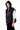 Chaleco negro BLKMBA sin mangas con cierre y capucha, estilo urbano moderno.