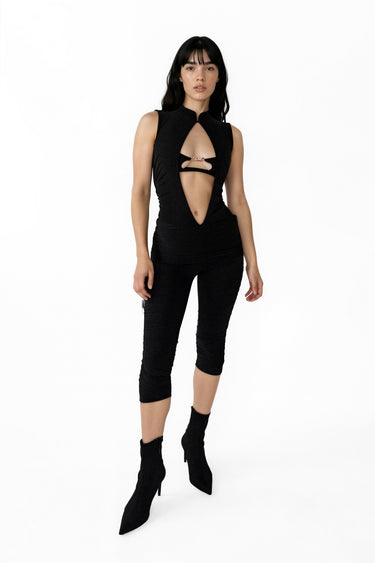 Body Samurai Hot BLACKMAMBA – body negro con detalle de logo en metal